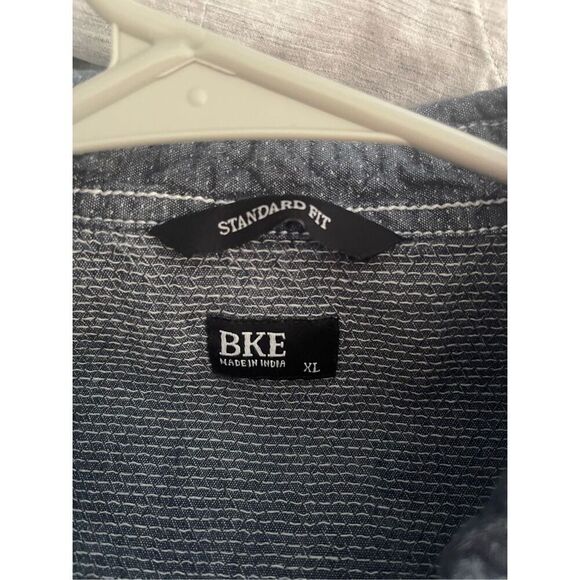 BKE Men's Button-Up Textured Collared Short Sleeve Button-Up Gray Shirt XL - Picture 12 of 12